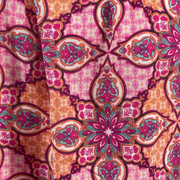 Motherhood Maternity Paisley Dress XL Off Shoulder Tie Sleeve Pink Knee Length - Picture 5 of 12